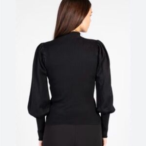Express Elegant Black Rib knit Puff sleeve Sweater
